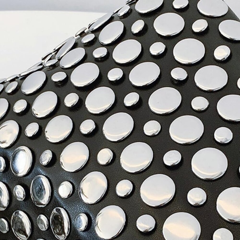 Women's PU Leather Studded Shoulder Bag Tote Purse Hobo Crossbody - Picture 7 of 7